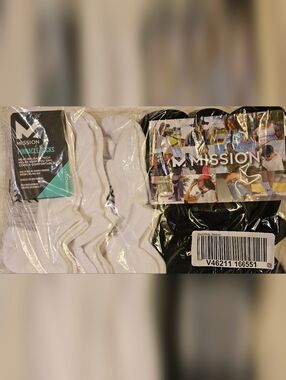 Mission Unisex 6-Pack White & Black No-show Socks